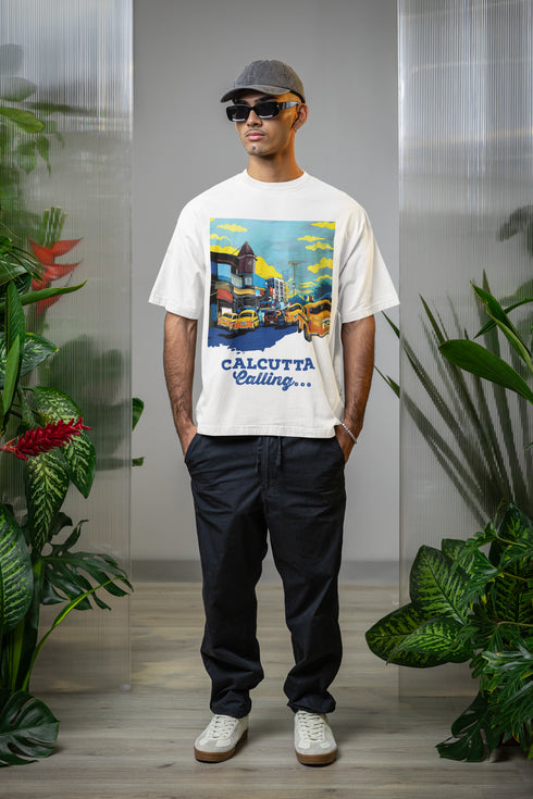 Printed T-Shirt - White - Calcutta Calling (Test)